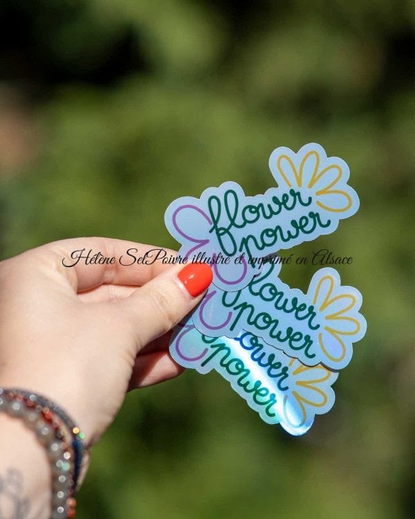 Sticker holographique Flower power